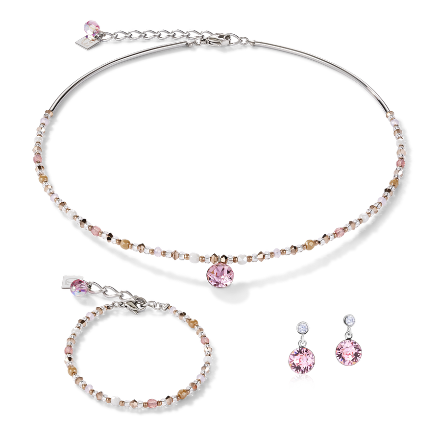 Orecchini cristalli e acciaio inox rosa chiaro