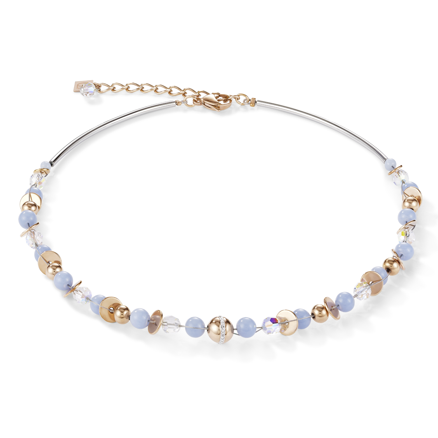 Collana TwistedPEARLS angelite e acciaio inox oro rosé azzurro