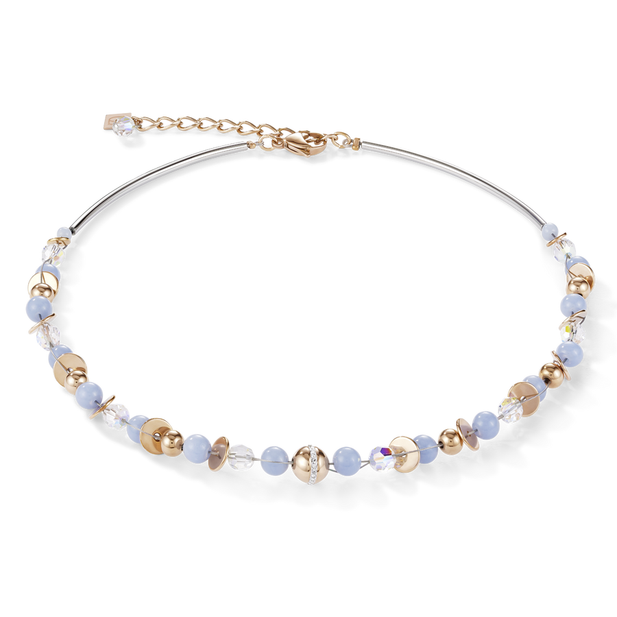 Collana TwistedPEARLS angelite e acciaio inox oro rosé azzurro