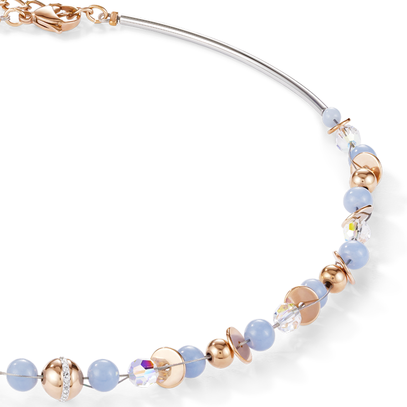 Collana TwistedPEARLS angelite e acciaio inox oro rosé azzurro