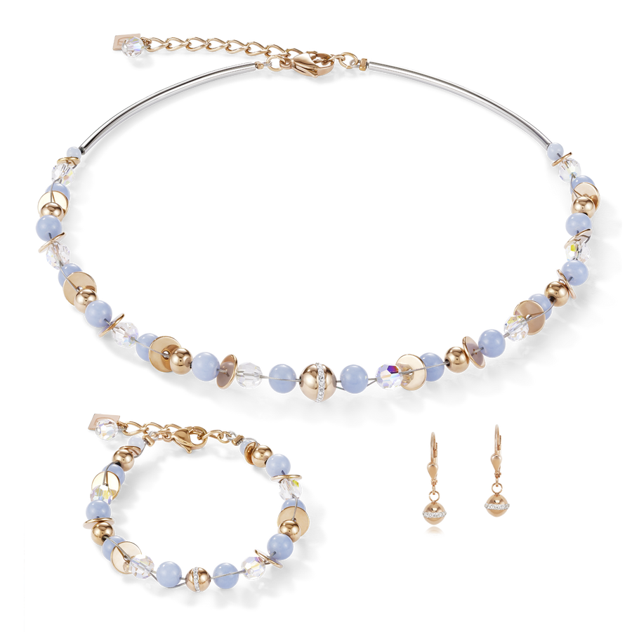 Collana TwistedPEARLS angelite e acciaio inox oro rosé azzurro
