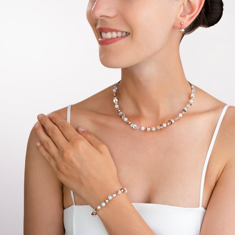 Braccialetto TwistedPEARLS amazzonite e acciaio inox oro rosé verde menta