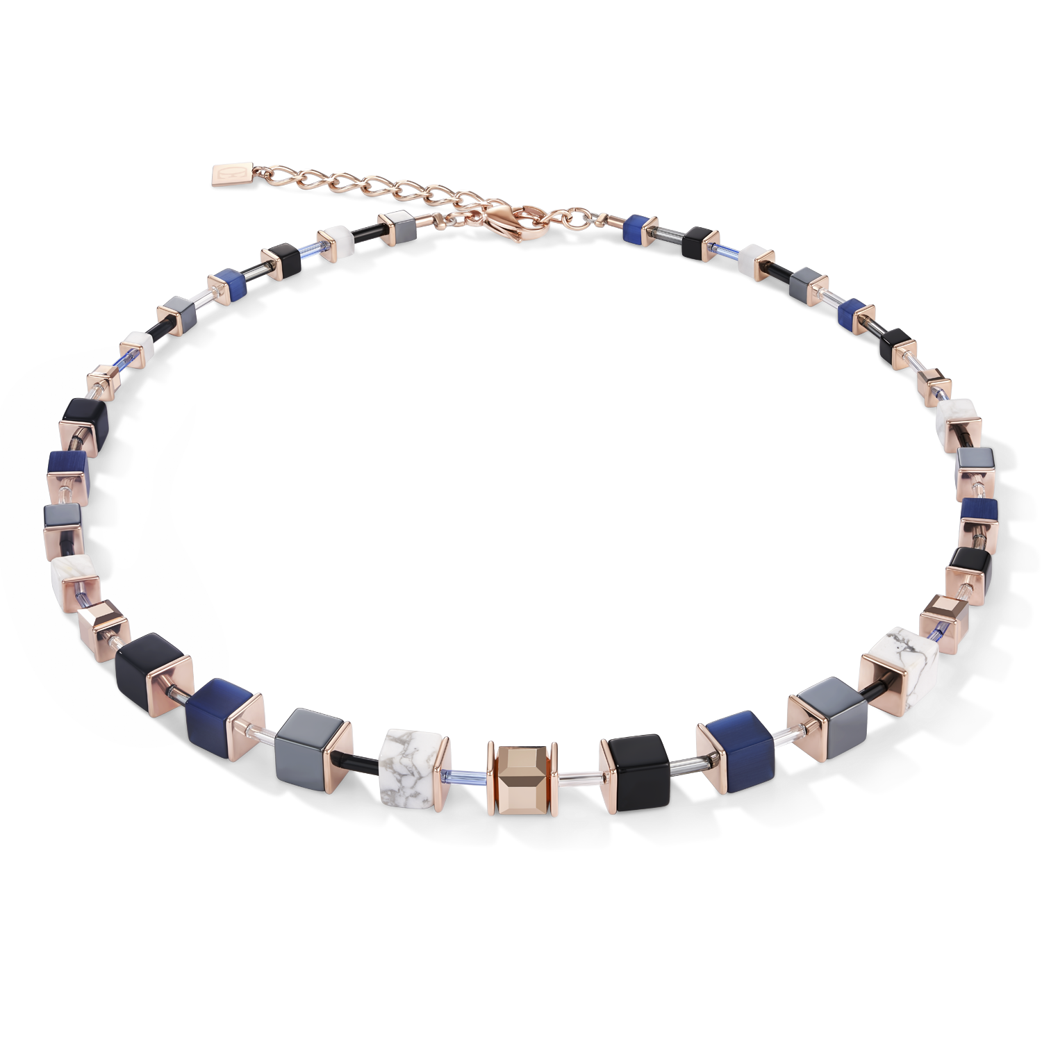 Collana GeoCUBE® blu-oro rosé