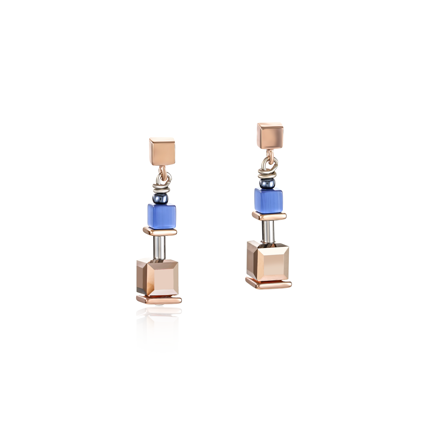 Orecchini GeoCUBE® blu-oro rosé