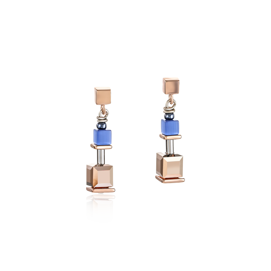 Orecchini GeoCUBE® blu-oro rosé