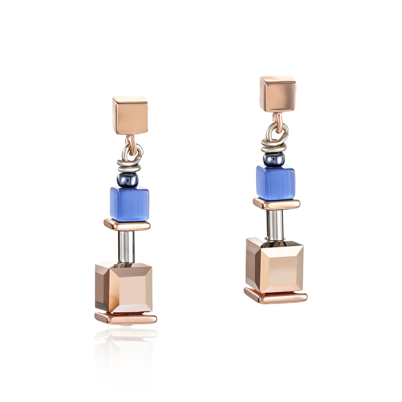 Orecchini GeoCUBE® blu-oro rosé