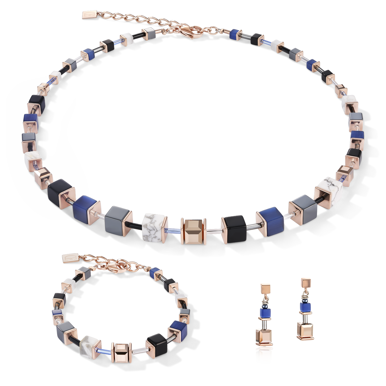 Orecchini GeoCUBE® blu-oro rosé