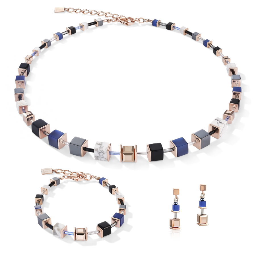 Orecchini GeoCUBE® blu-oro rosé