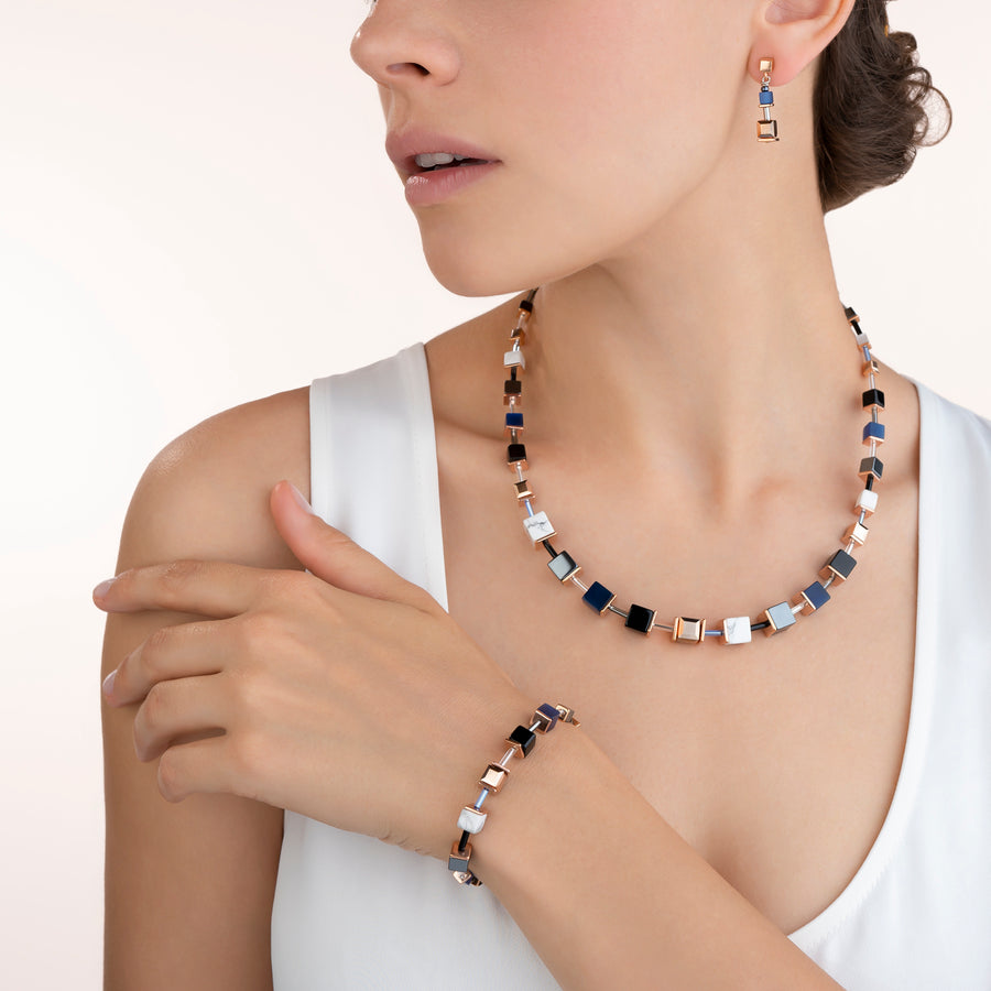 Orecchini GeoCUBE® blu-oro rosé