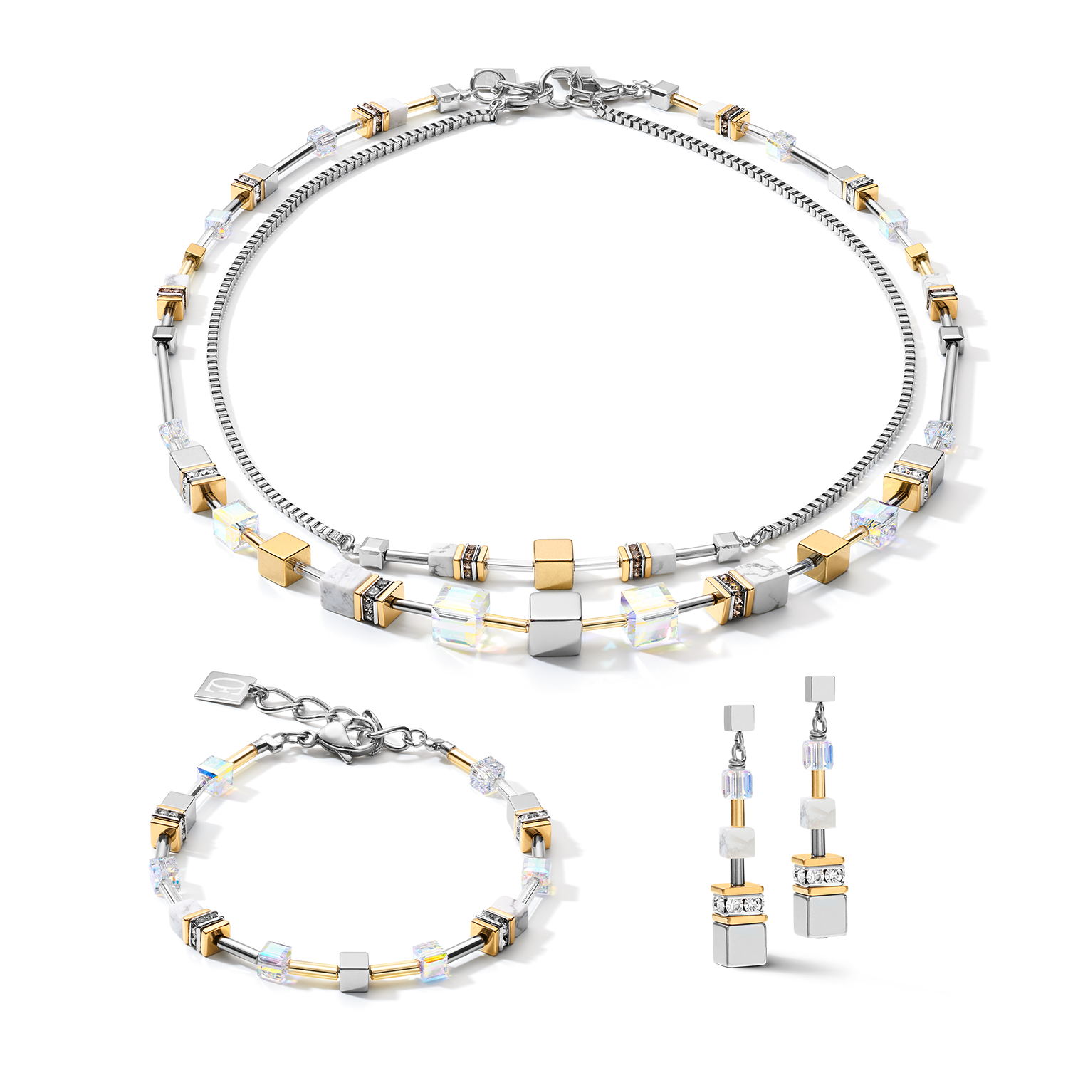 Orecchini GeoCUBE® Multitask oro-argento