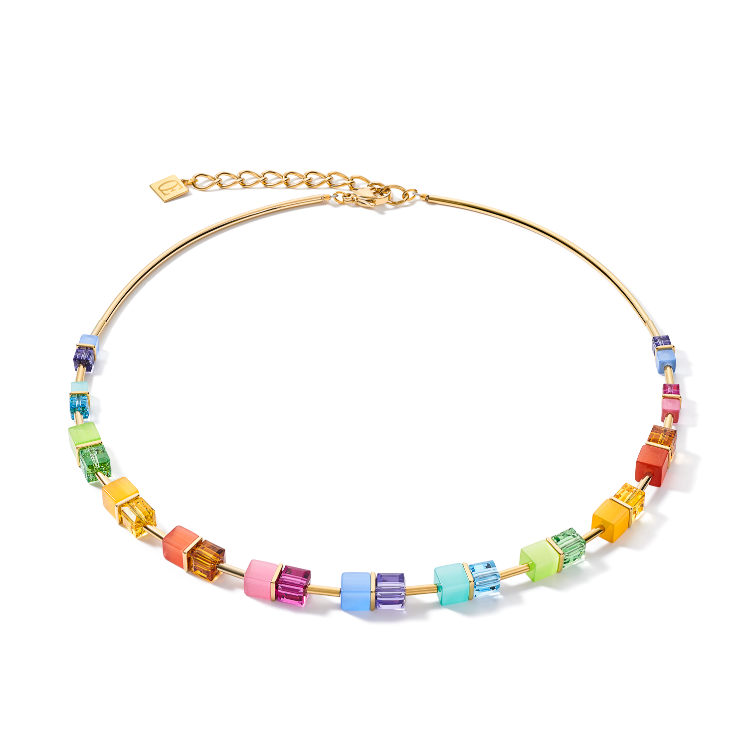 Collana GeoCUBE® colour couple multicolor rainbow-oro