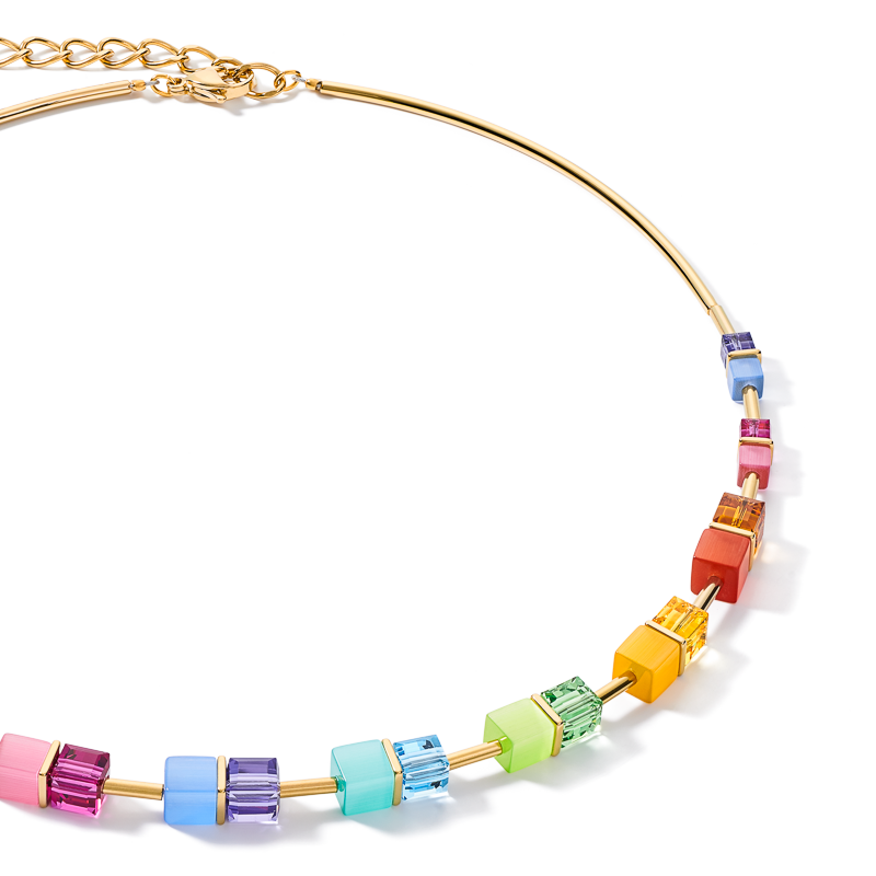 Collana GeoCUBE® colour couple multicolor rainbow-oro