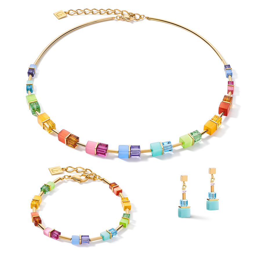 Collana GeoCUBE® colour couple multicolor rainbow-oro