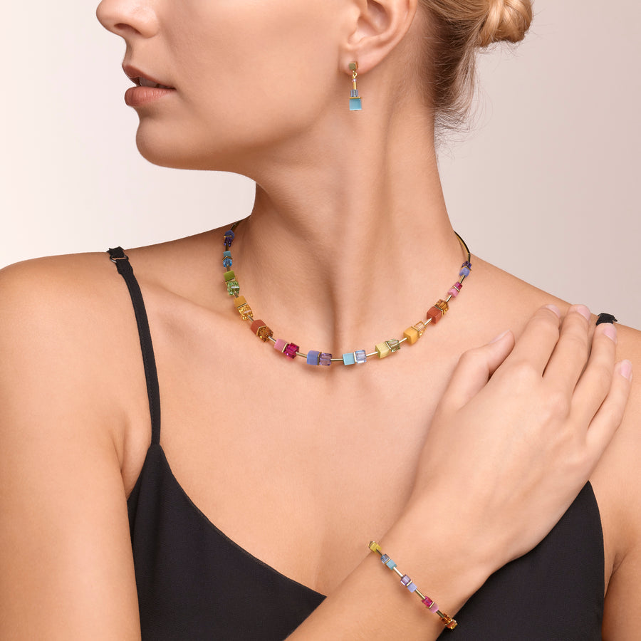 Collana GeoCUBE® colour couple multicolor rainbow-oro