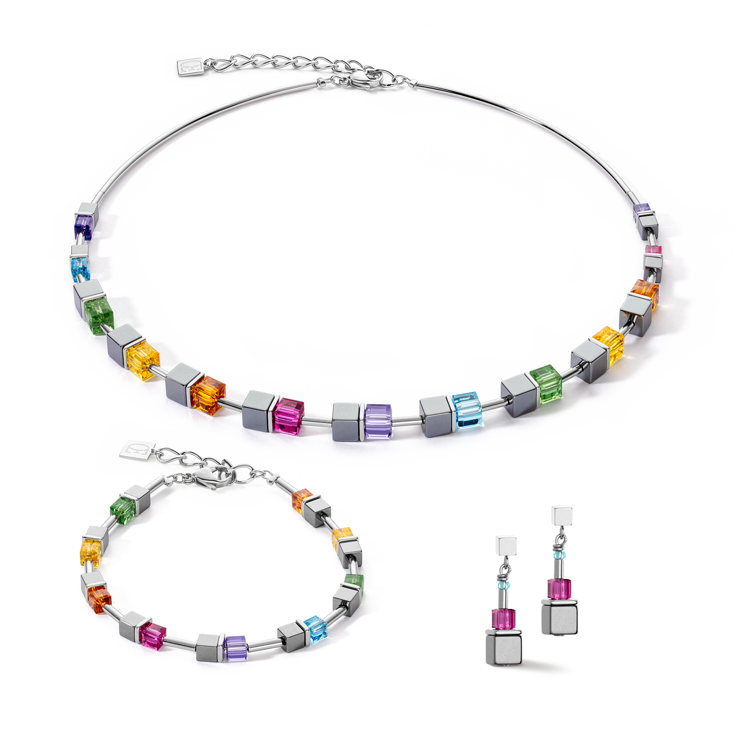 Orecchini Cube Story Colour Couple ematite rainbow