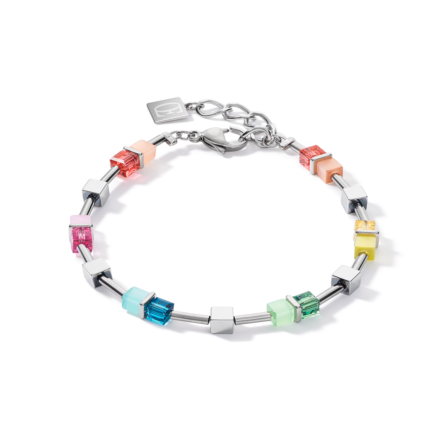 Braccialetto GeoCUBE® colour couple ematite multicolor spring-argent