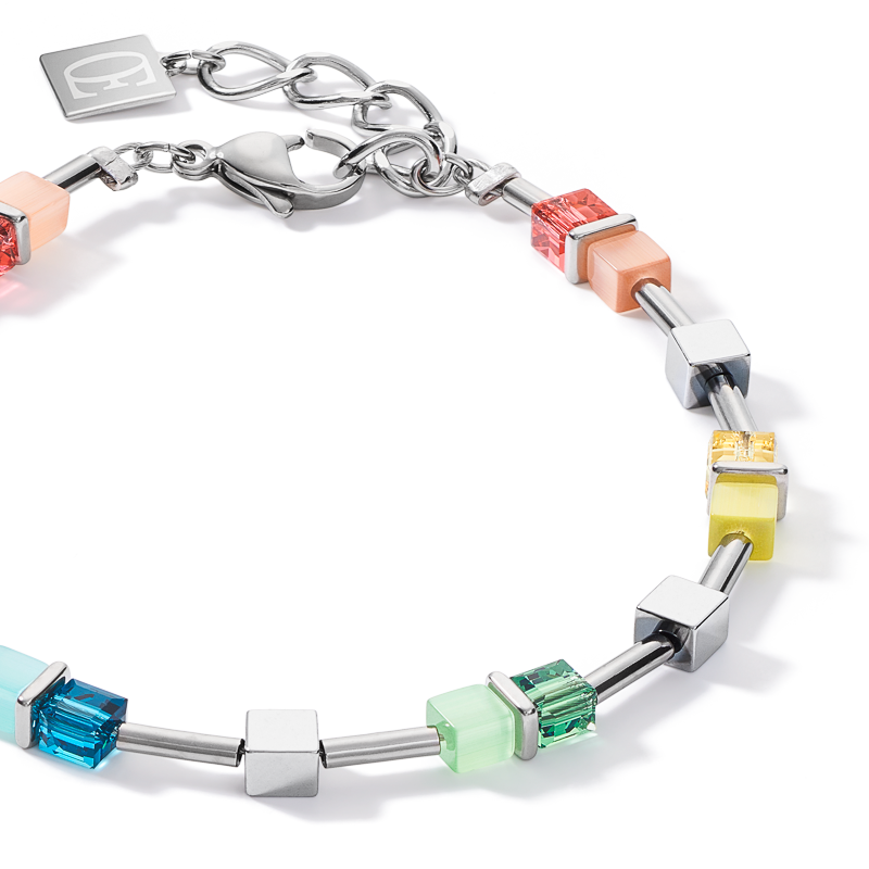 Braccialetto GeoCUBE® colour couple ematite multicolor spring-argent