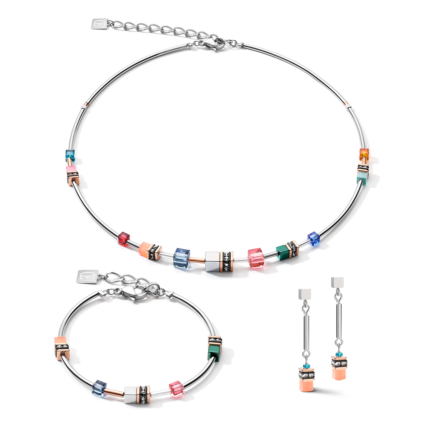 Orecchini GeoCUBE® minimaliste frontline multicolore motion