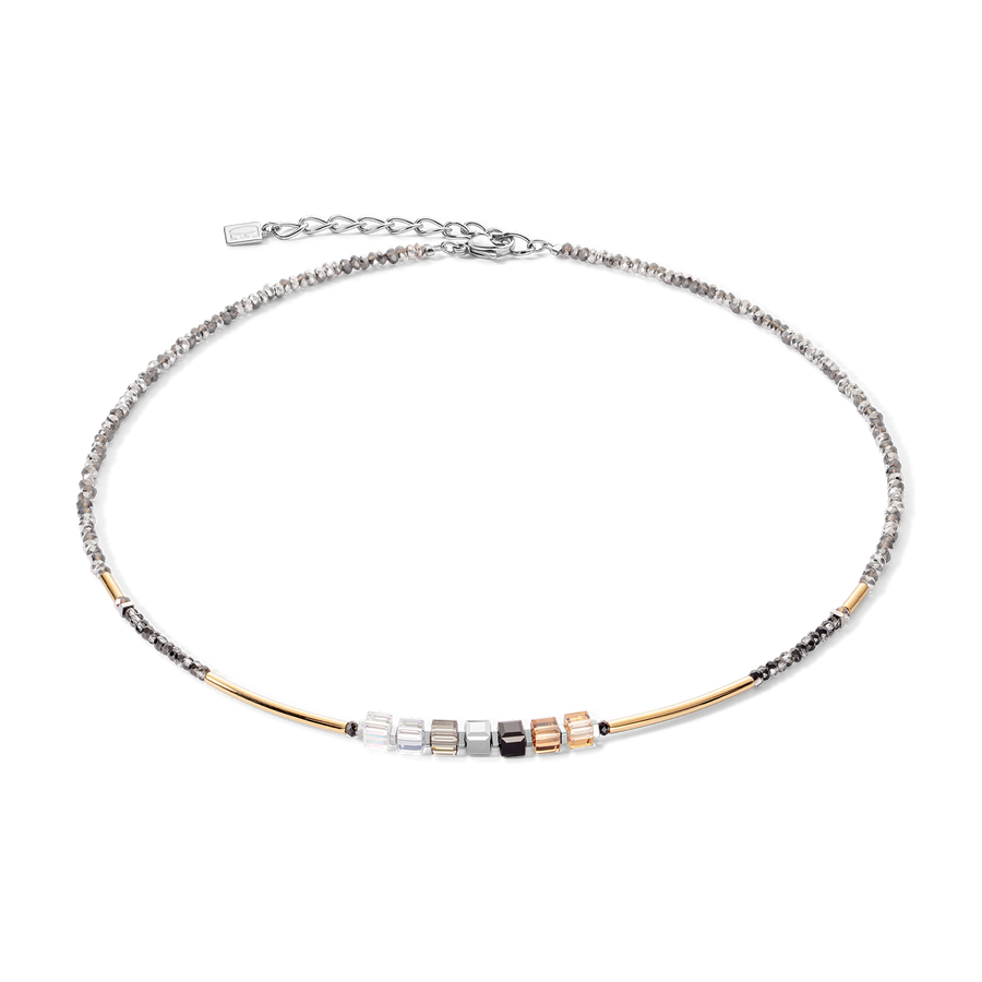 Collana Cube Story Minimalistic Sparkling grigio oro