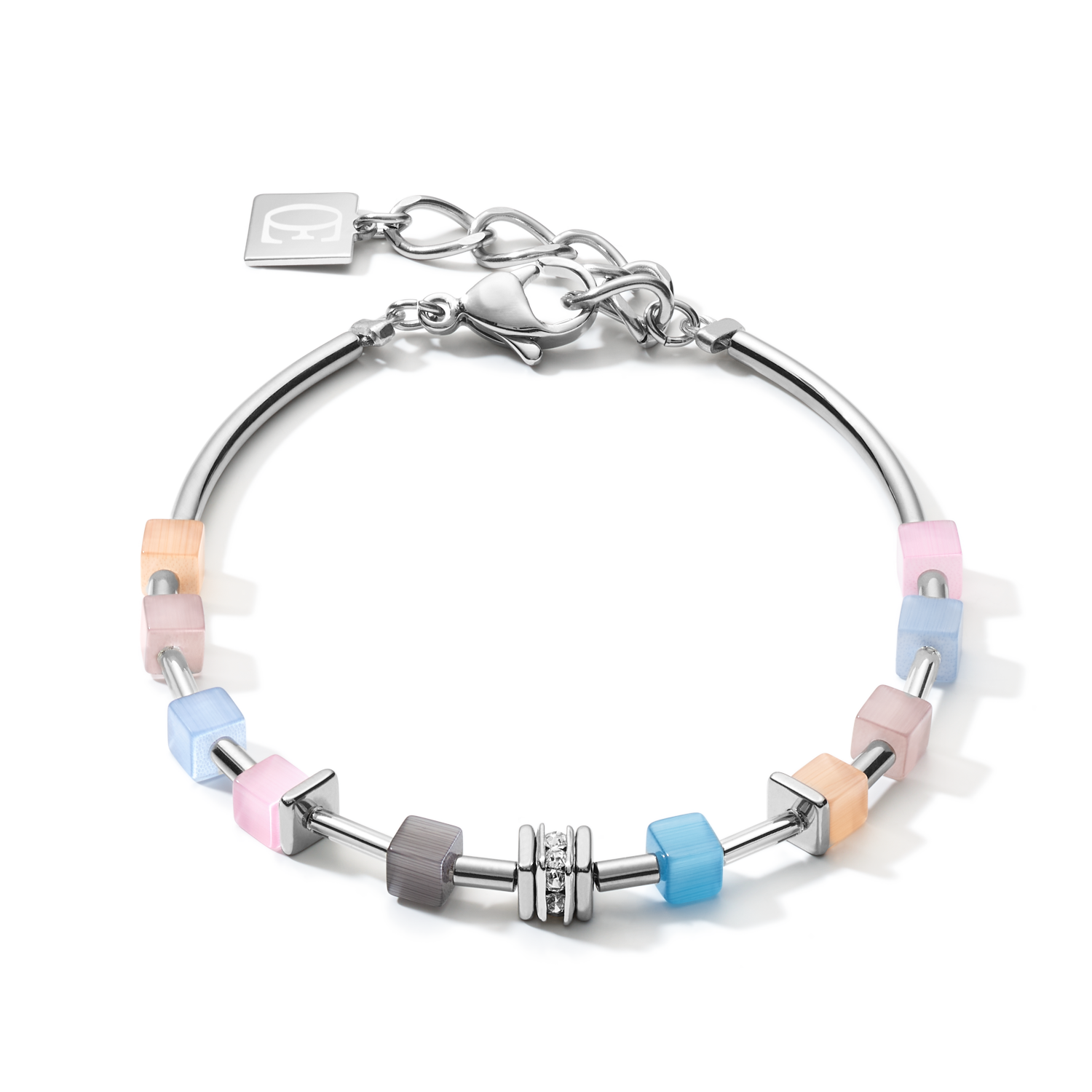 Braccialetto GeoCUBE® fine blu-rosa pastello