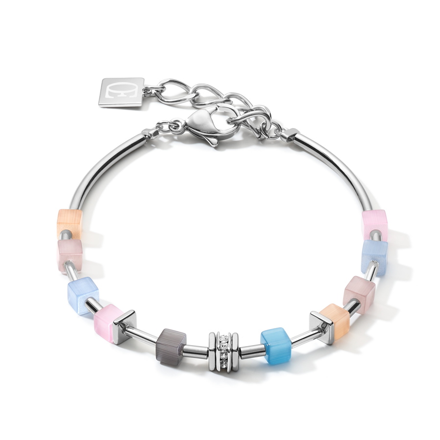 Braccialetto GeoCUBE® fine blu-rosa pastello