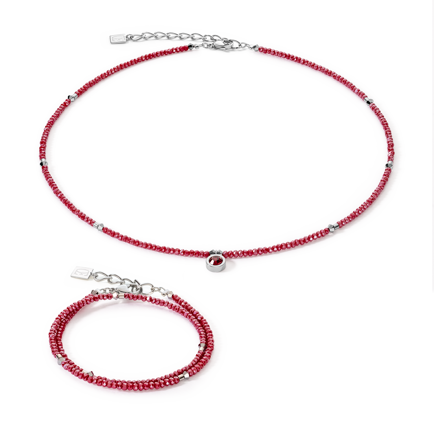 Collana Sparkling Dot Delicate argento e rosso