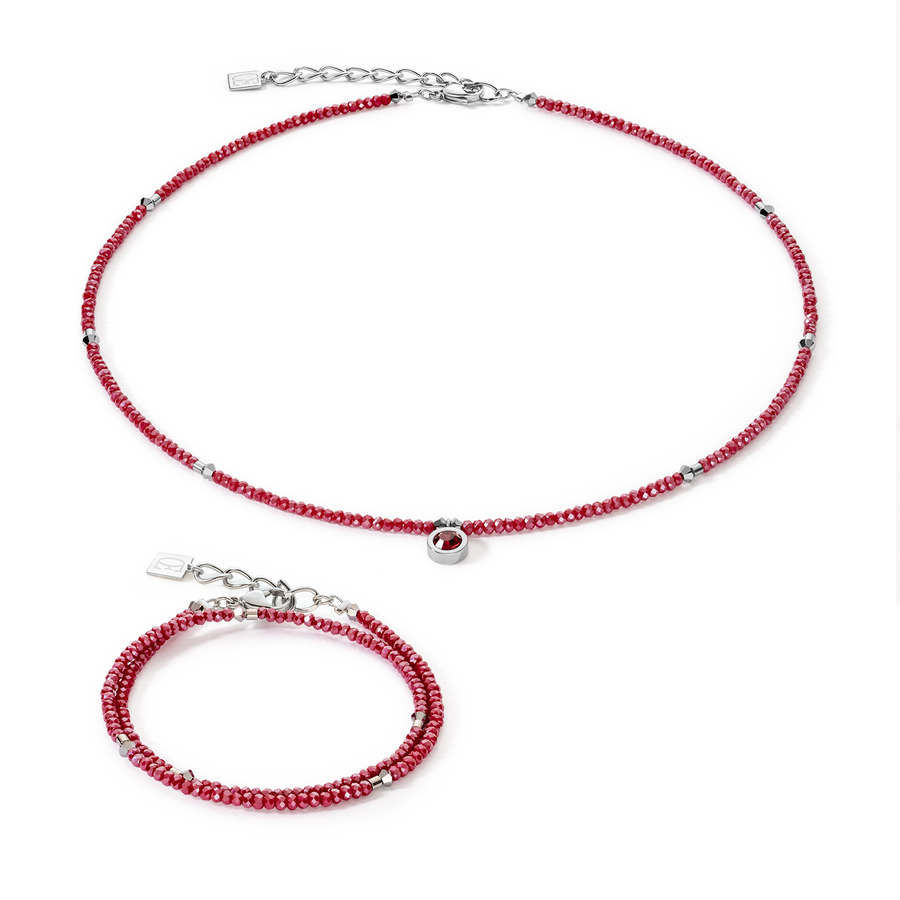 Collana Sparkling Dot Delicate argento e rosso