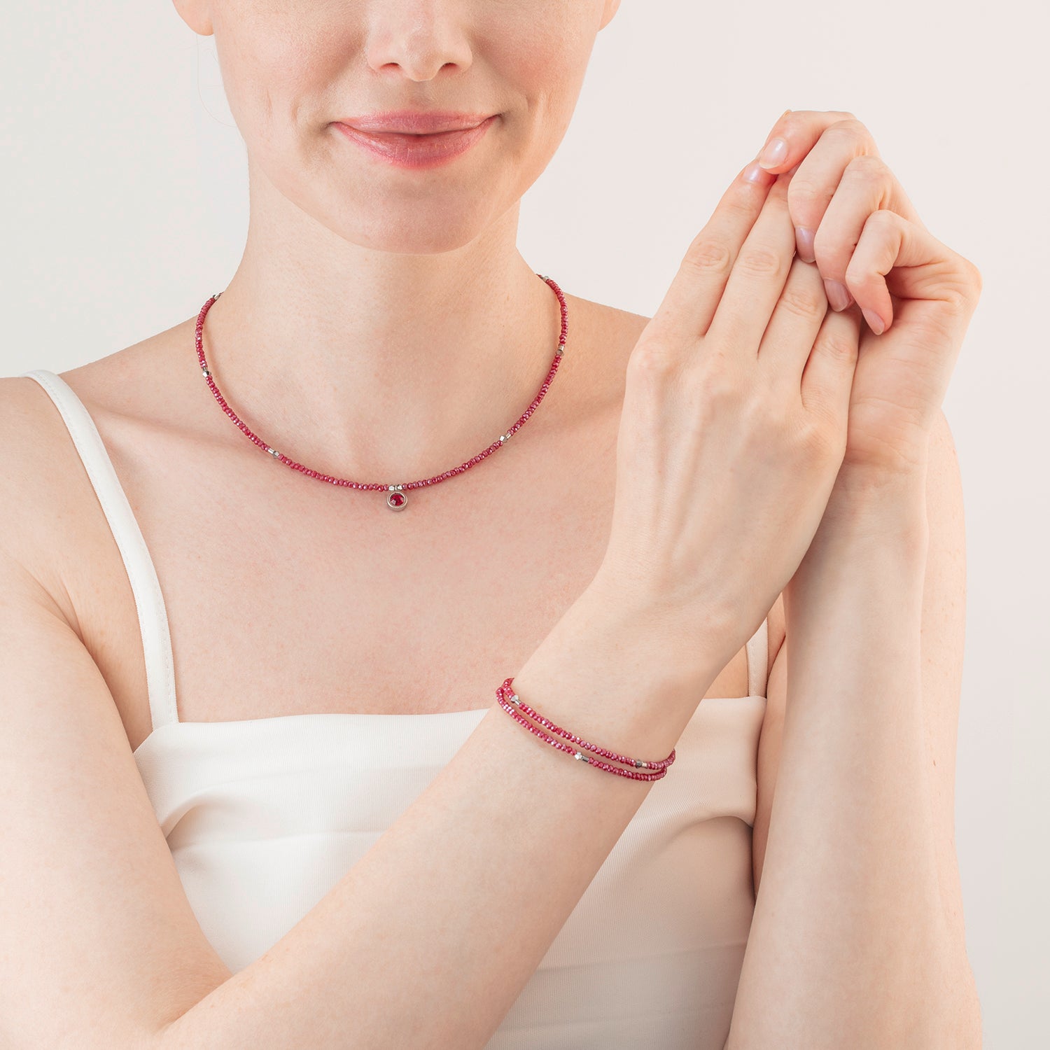 Collana Sparkling Dot Delicate argento e rosso
