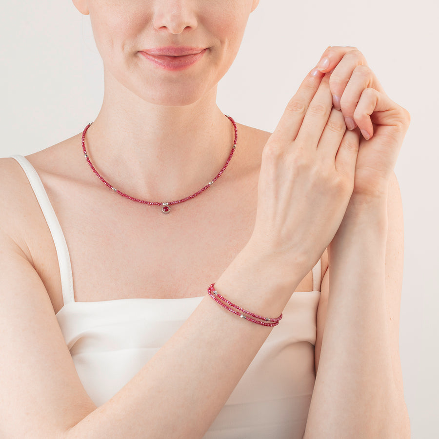 Collana Sparkling Dot Delicate argento e rosso