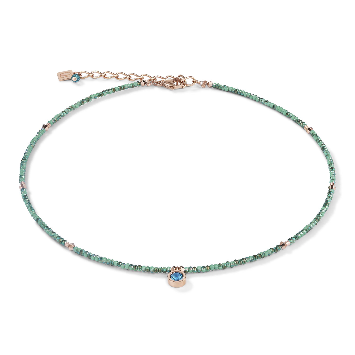 Collana small cristallo oro rosé e petrolio