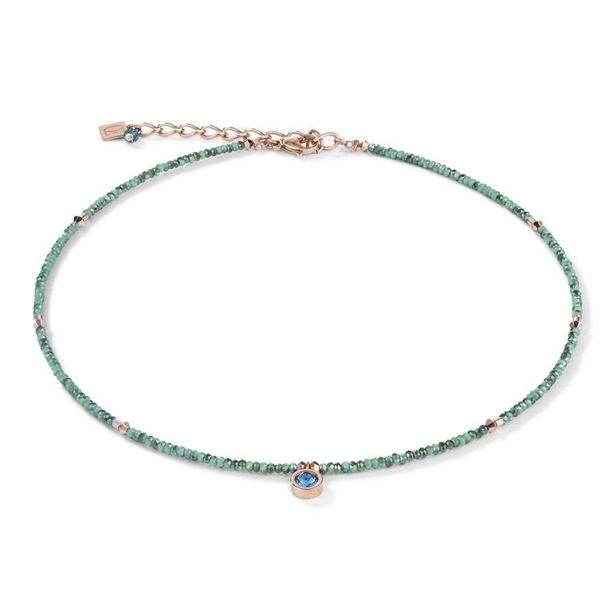 Collana small cristallo oro rosé e petrolio