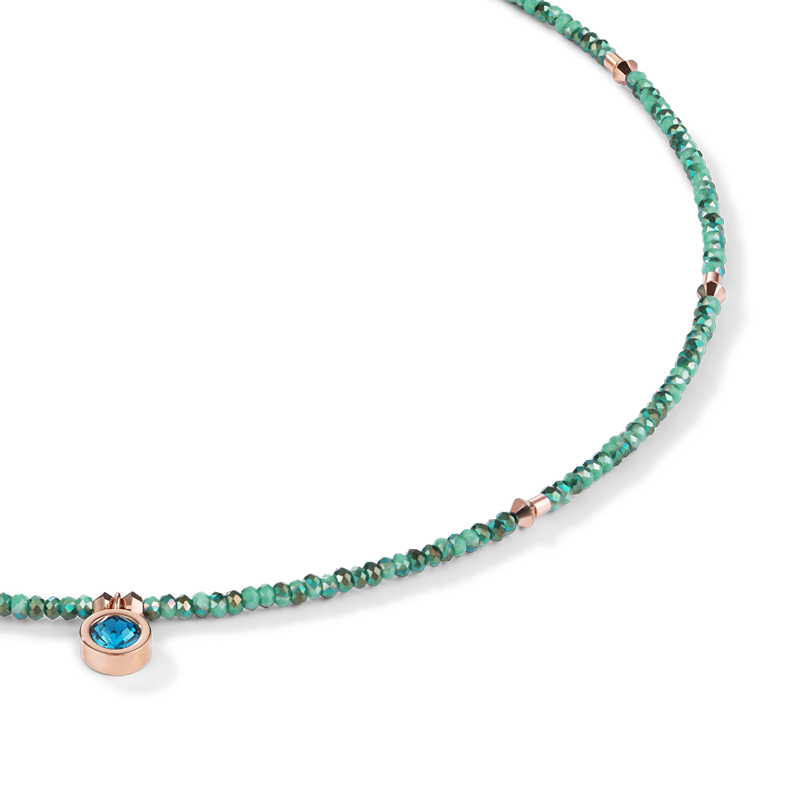 Collana small cristallo oro rosé e petrolio
