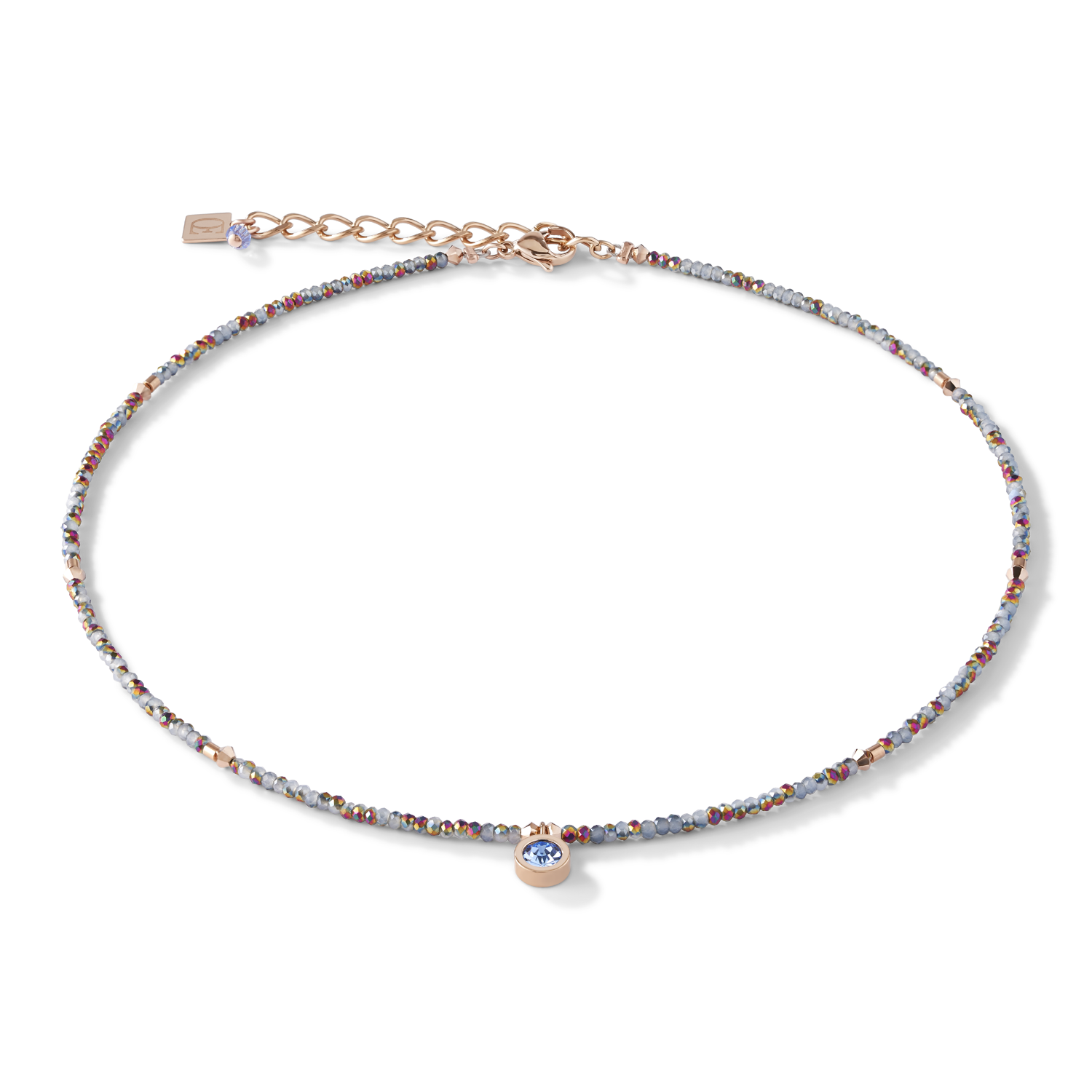 Collana small cristallo oro rosé e azzurro