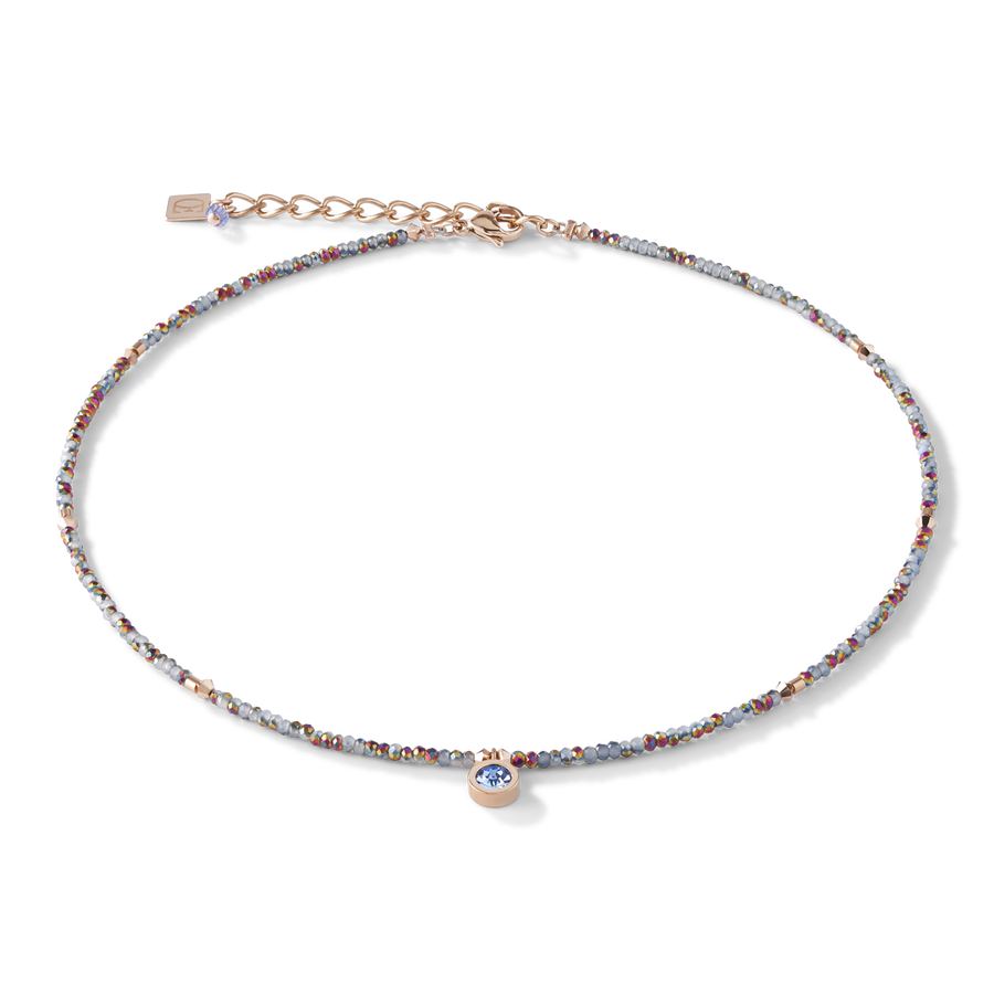Collana small cristallo oro rosé e azzurro