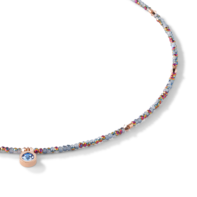 Collana small cristallo oro rosé e azzurro
