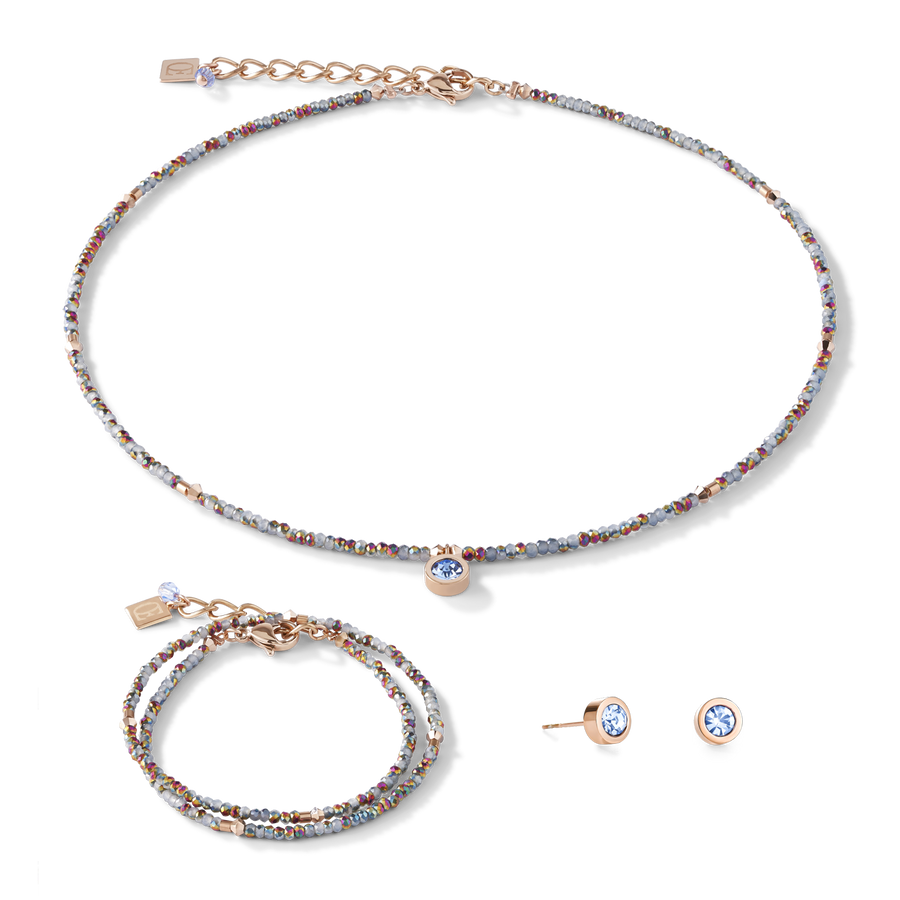 Collana small cristallo oro rosé e azzurro