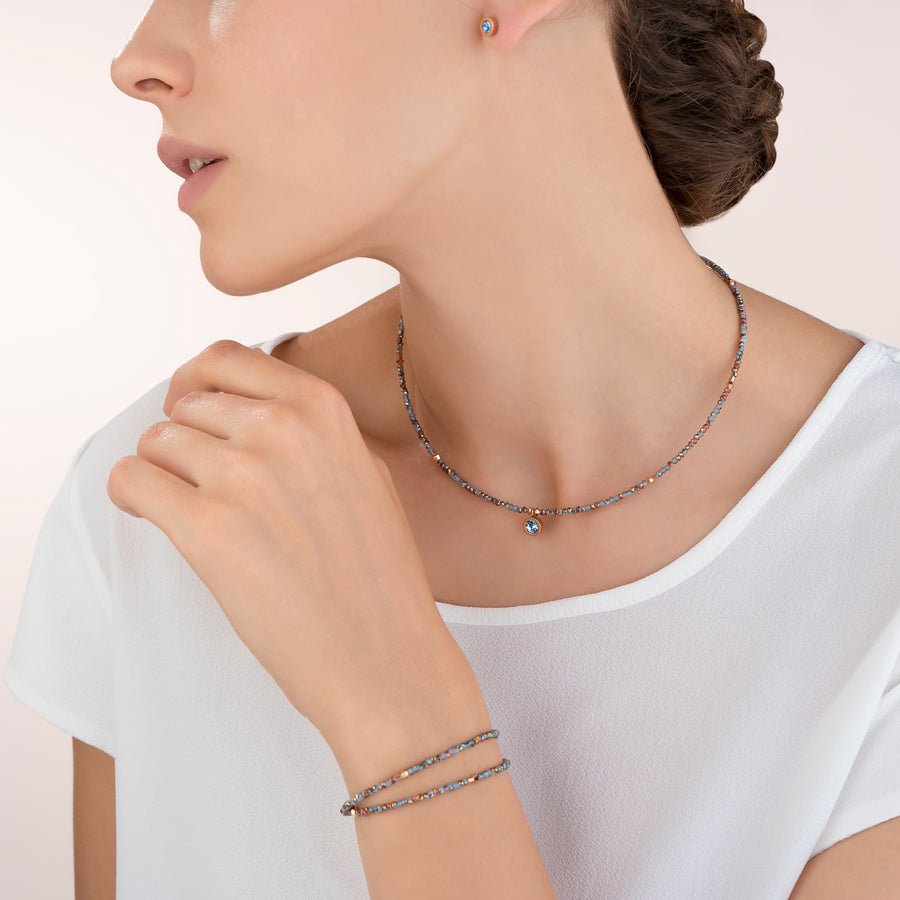 Collana small cristallo oro rosé e azzurro