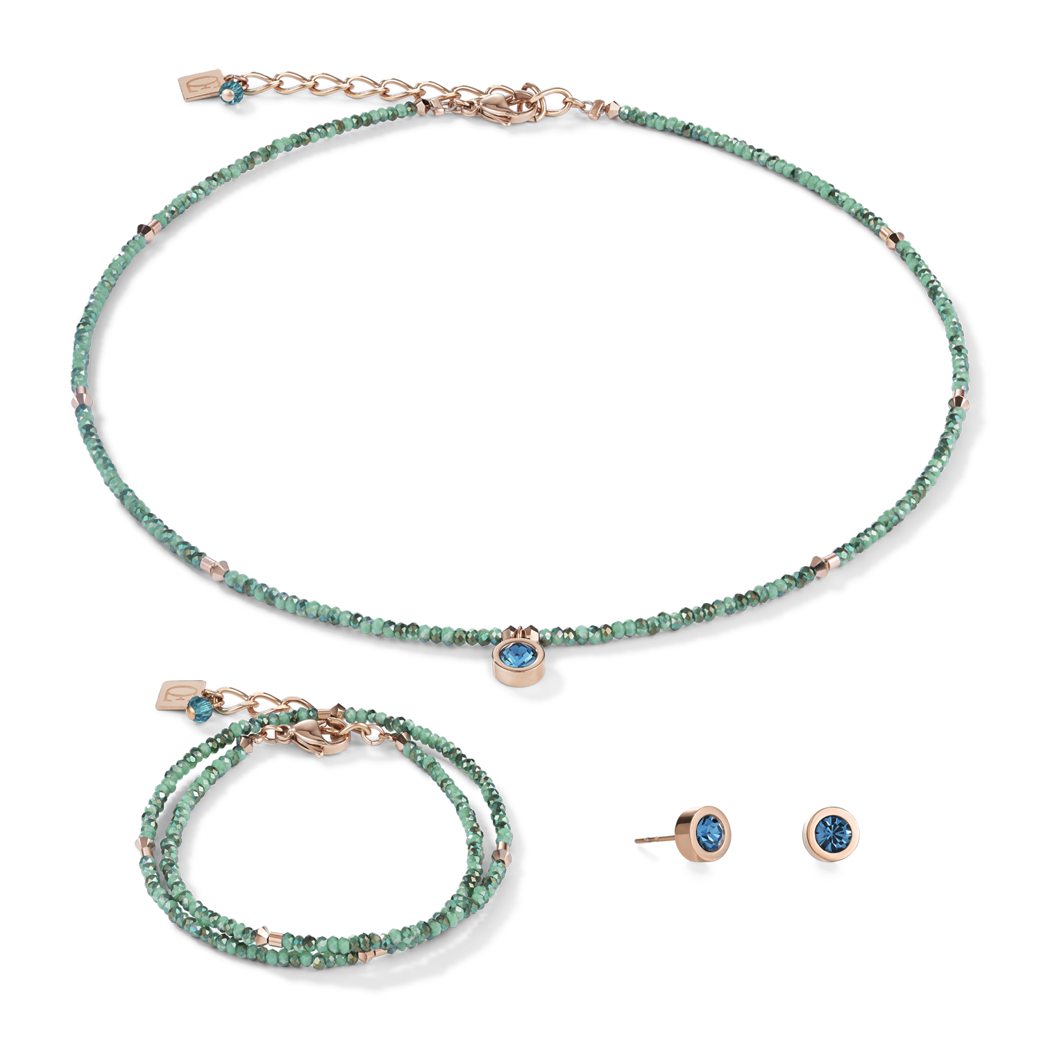 Braccialetto small cristallo oro rosé e petrolio