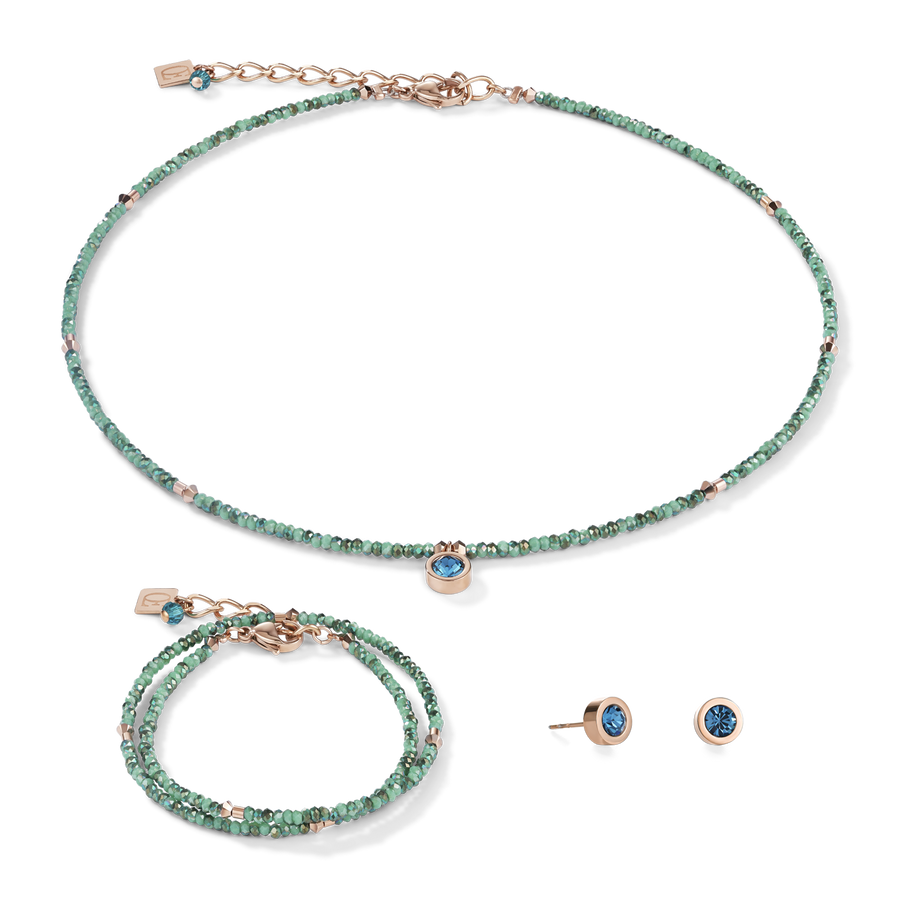 Braccialetto small cristallo oro rosé e petrolio