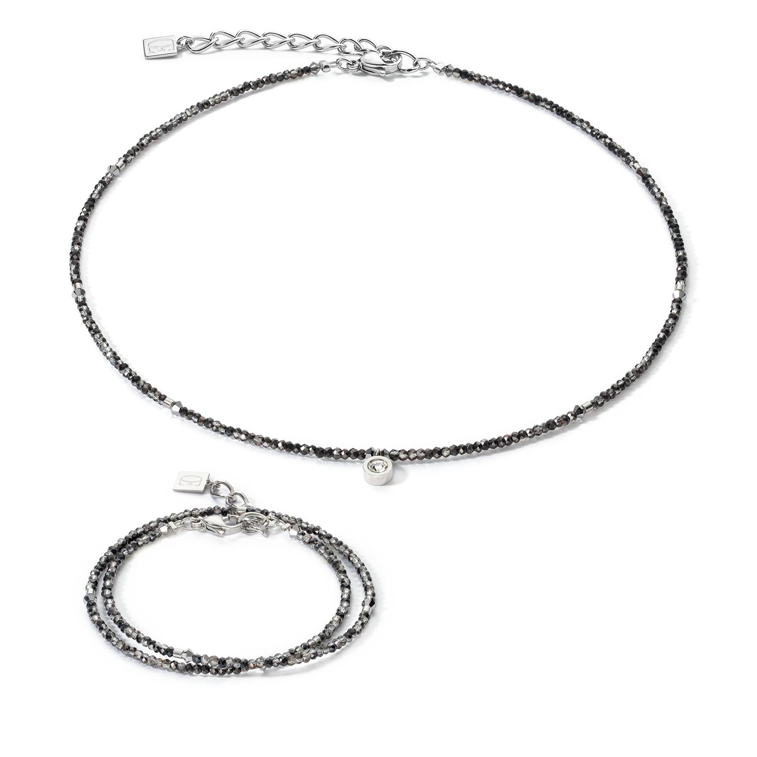 Braccialetto Sparkling Dot Delicate argento e antracite