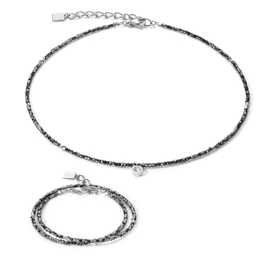 Braccialetto Sparkling Dot Delicate argento e antracite