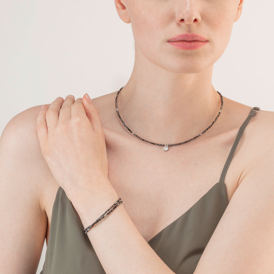Braccialetto Sparkling Dot Delicate argento e antracite