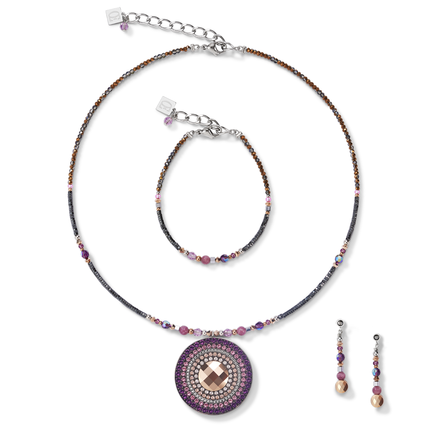 Collana amuleto small cristalli e lepidolite ametista