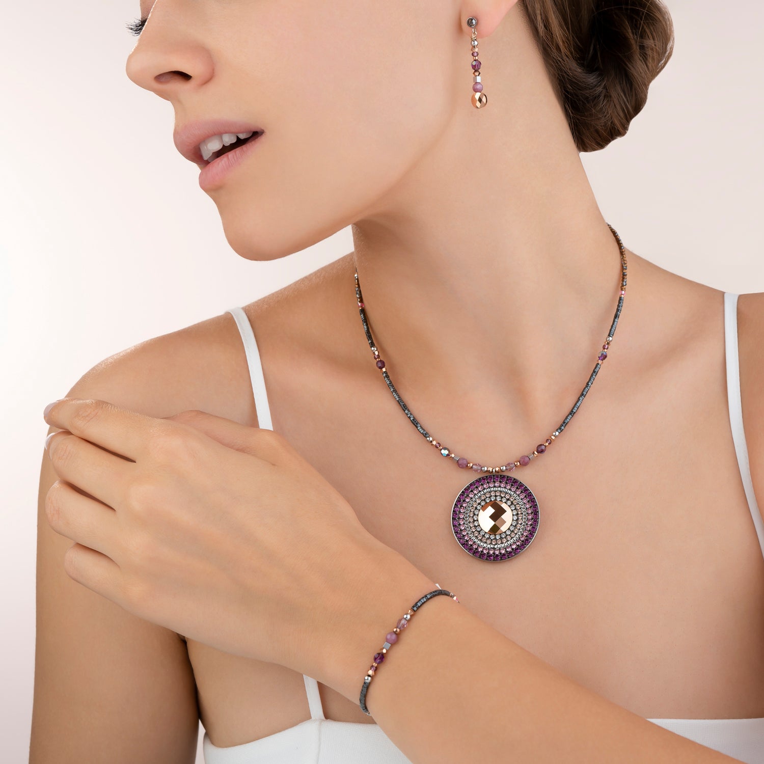 Collana amuleto small cristalli e lepidolite ametista