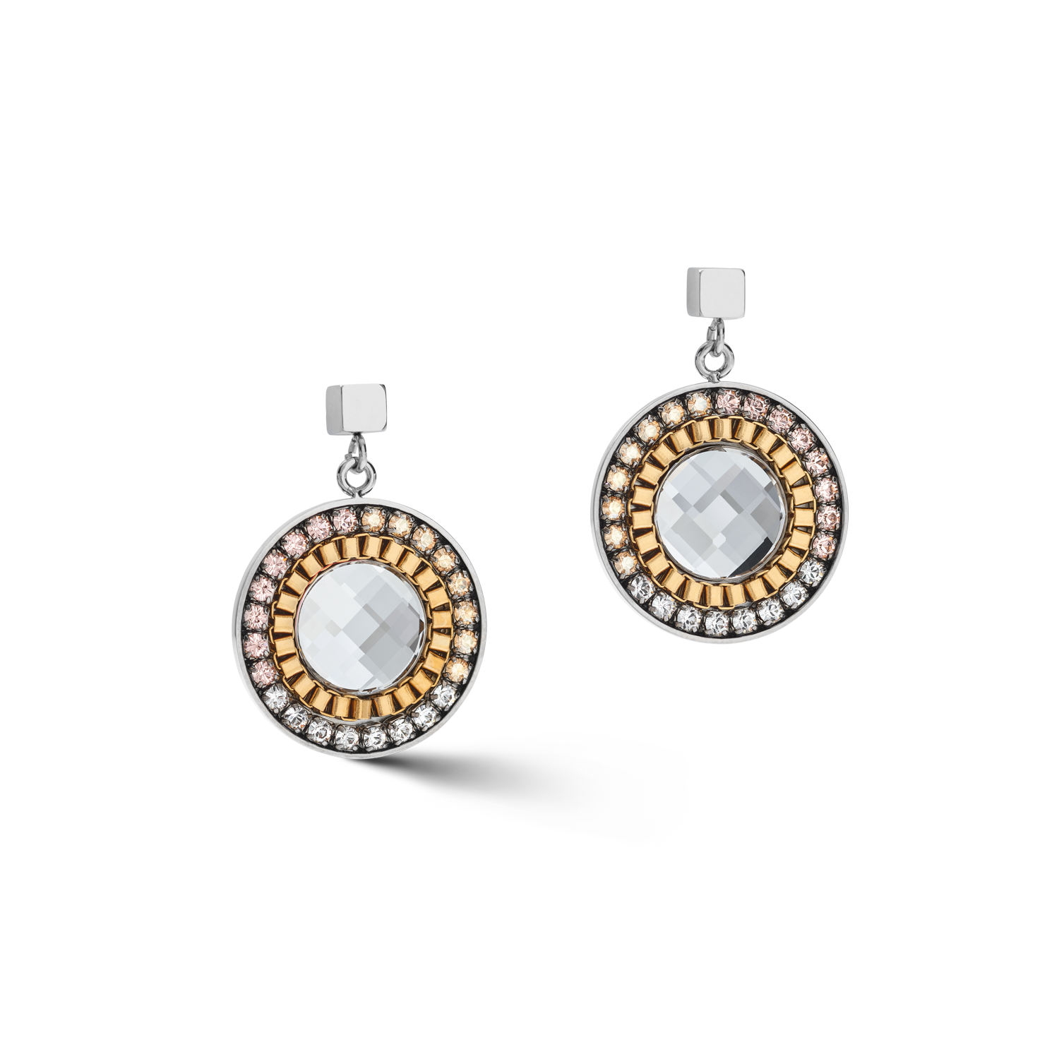 Orecchini Amulet Bicolor Crystals & Hematite oro-argento