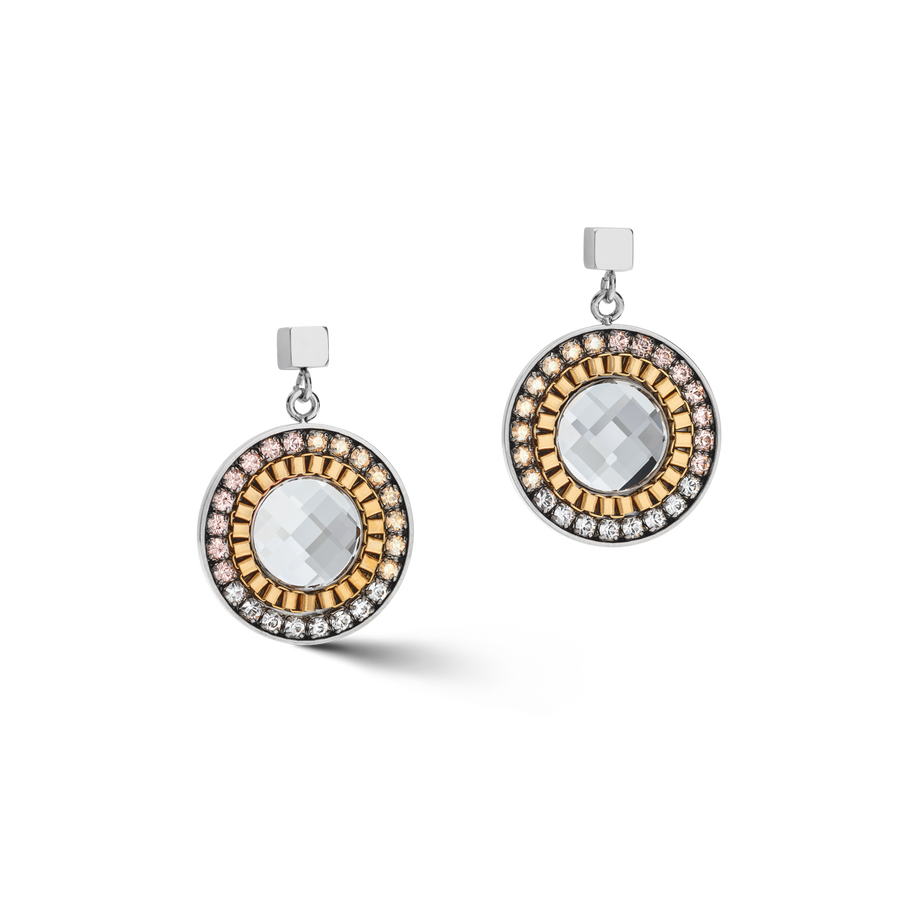Orecchini Amulet Bicolor Crystals & Hematite oro-argento
