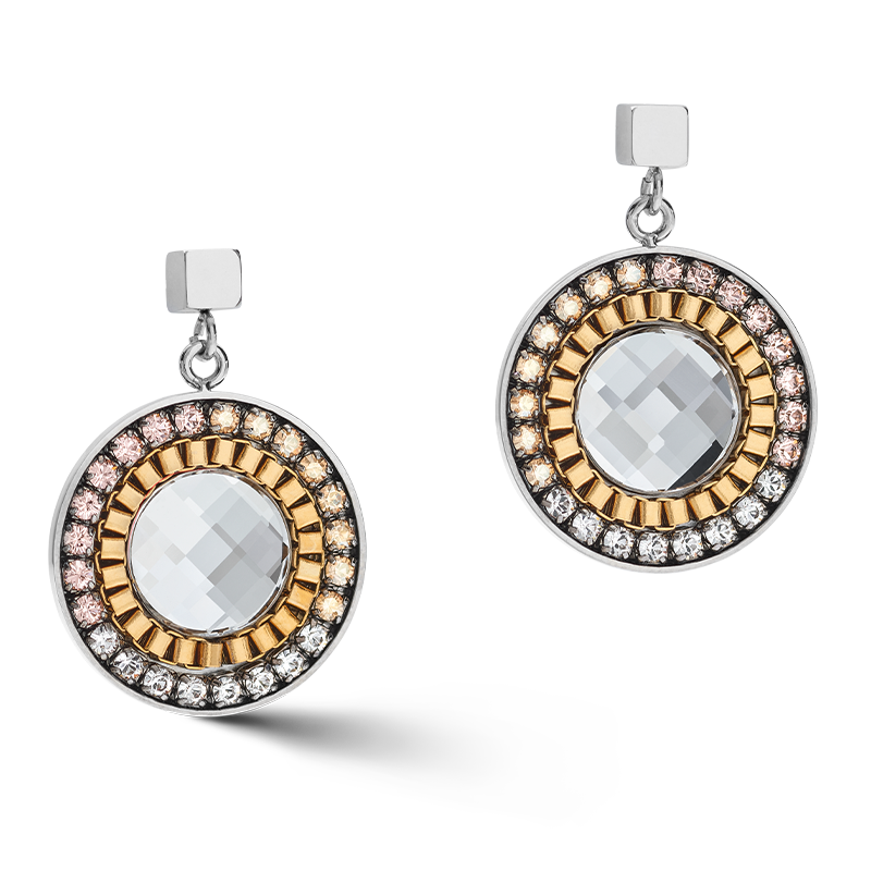 Orecchini Amulet Bicolor Crystals & Hematite oro-argento