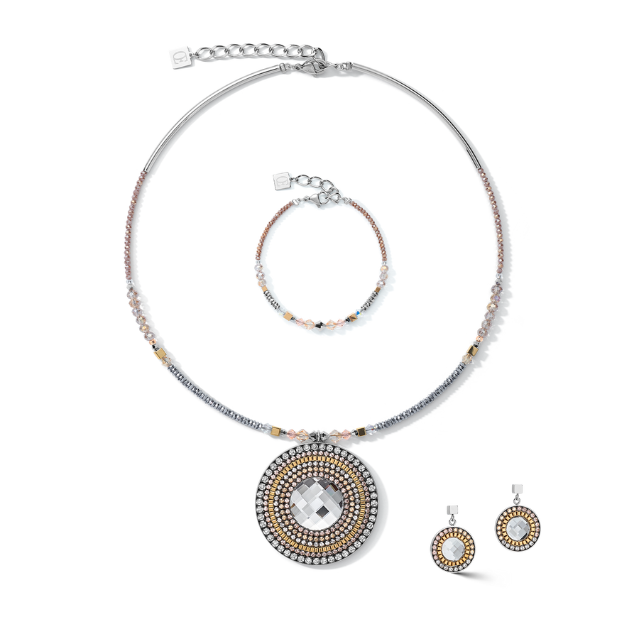 Orecchini Amulet Bicolor Crystals & Hematite oro-argento