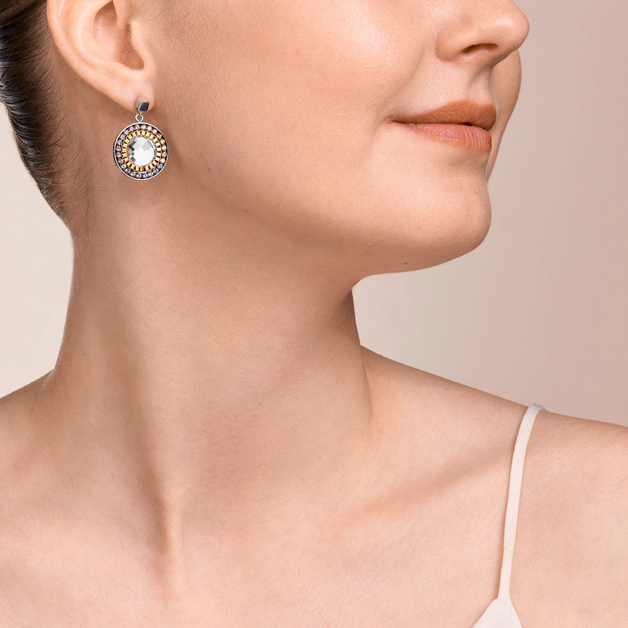 Orecchini Amulet Bicolor Crystals & Hematite oro-argento