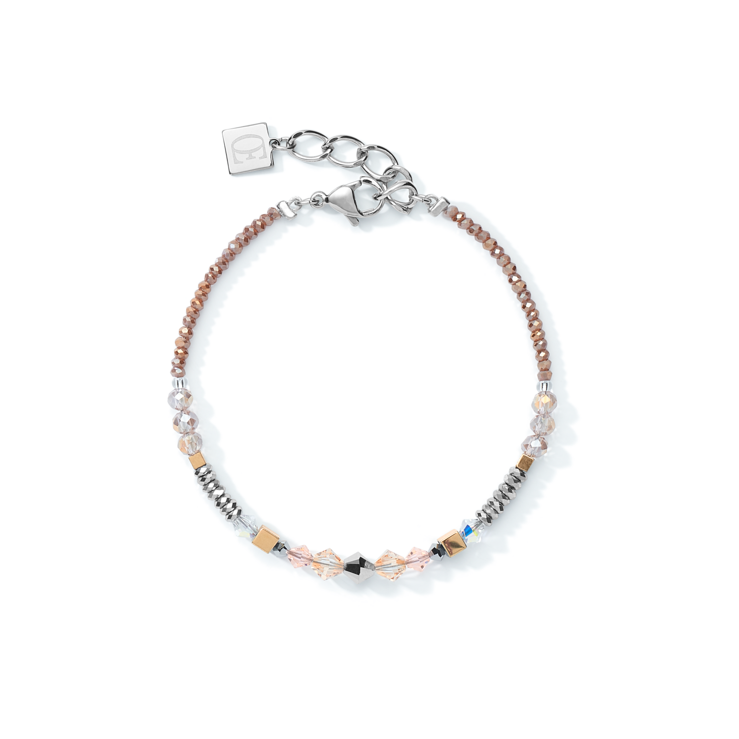 Braccialetto Amulet Bicolor Crystals & Hematite oro-argento
